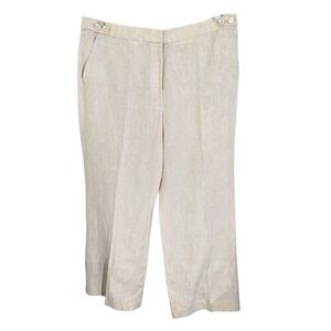 Talbots Windsor Curvy Linen Pants Women Beige Crop Career Casual Trousers Sz 16P